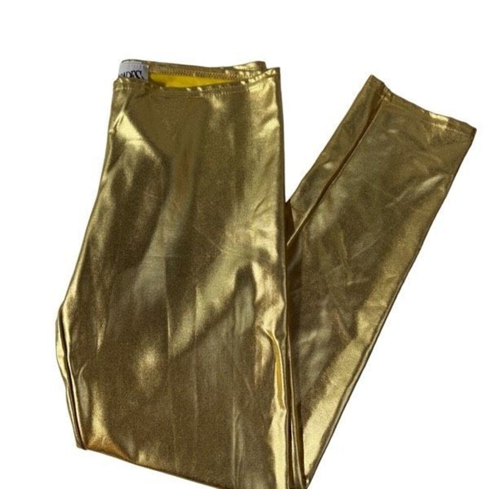 Charades Gold Liquid Metal Costume Legging Size Large